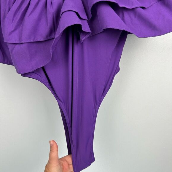 NWT ZARA Purple Ruffle One Piece Swimsuit and Bodysuit 0167/206 Sz Small - Picture 13 of 16